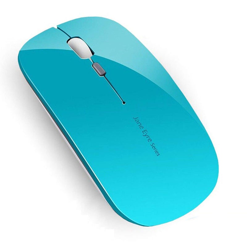Uciefy Q5 Slim Rechargeable Wireless Mouse, 2.4G Optical Silent Ultra Thin Wireless Computer Mouse with USB Receiver and Type C Adapter, Compatible with PC, Laptop, Desktop (Blue) - Image 1
